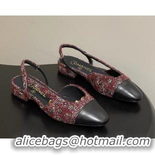 Durable Chanel Red Tweed Slingback Flats 6051605