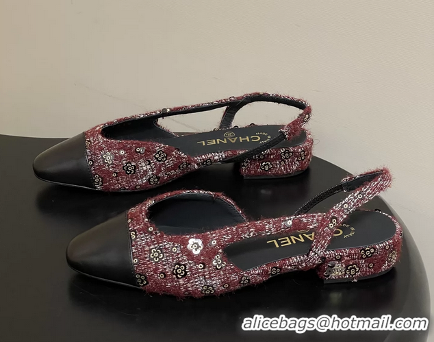 Durable Chanel Red Tweed Slingback Flats 6051605