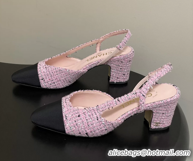 Unique Discount Chanel Pink Tweed Slingback Pumps 6051605