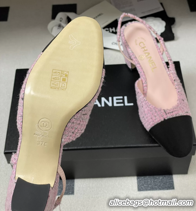 Unique Discount Chanel Pink Tweed Slingback Pumps 6051605
