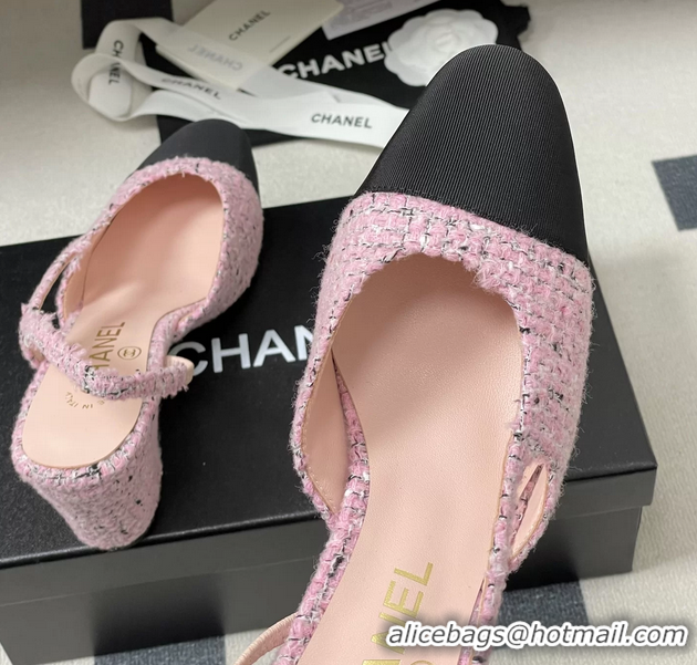 Unique Discount Chanel Pink Tweed Slingback Pumps 6051605