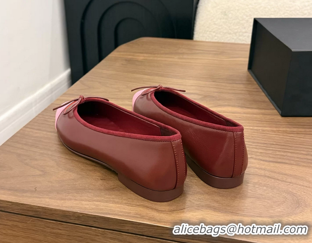 Lowest Cost Chanel CC Logo Bowknot Red Calfskin Leather Ballet Flats 6051607