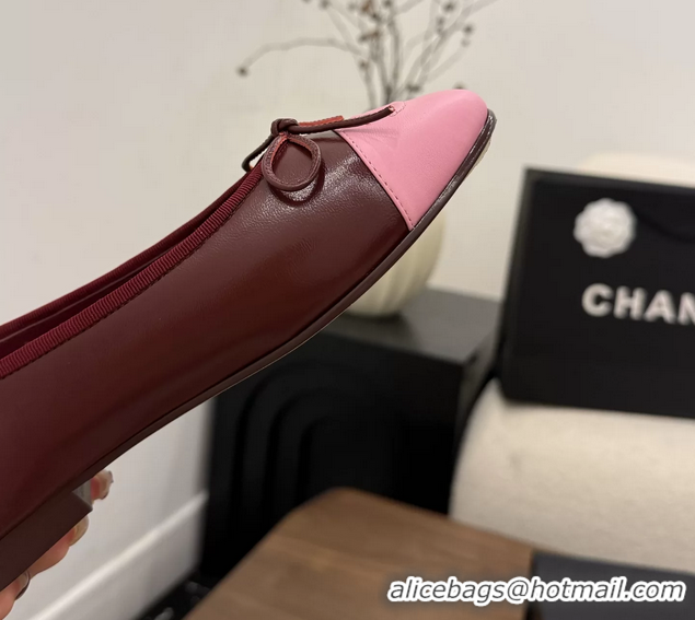 Lowest Cost Chanel CC Logo Bowknot Red Calfskin Leather Ballet Flats 6051607
