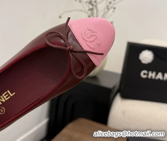 Lowest Cost Chanel CC Logo Bowknot Red Calfskin Leather Ballet Flats 6051607