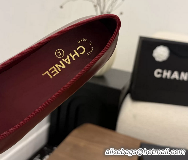 Lowest Cost Chanel CC Logo Bowknot Red Calfskin Leather Ballet Flats 6051607