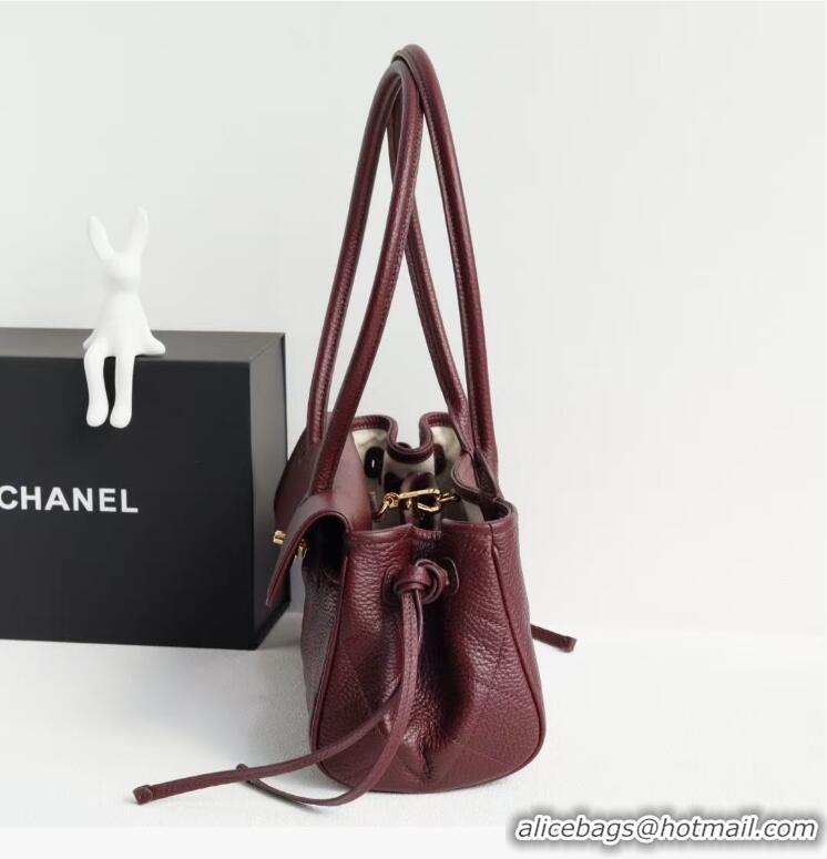 Famous Brand Chanel Small Shopping Bag in Grained Calfskin AS6288 Burgundy 2026