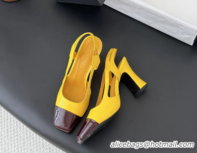 Unique Style Chanel Slingback Pumps Yellow Calfskin Leather 6051703