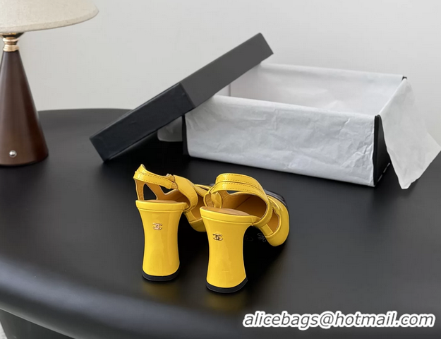 Unique Style Chanel Slingback Pumps Yellow Calfskin Leather 6051703