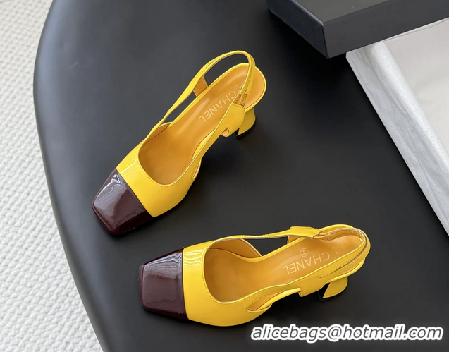 Unique Style Chanel Slingback Pumps Yellow Calfskin Leather 6051703