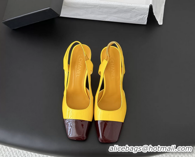 Unique Style Chanel Slingback Pumps Yellow Calfskin Leather 6051703