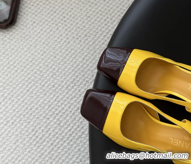 Unique Style Chanel Slingback Pumps Yellow Calfskin Leather 6051703