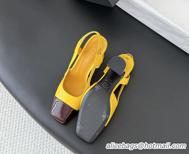 Unique Style Chanel Slingback Pumps Yellow Calfskin Leather 6051703