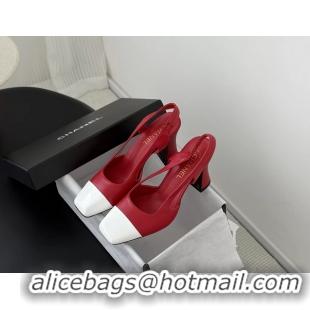 6051703Big Discount Chanel Slingback Pumps Red Calfskin Leather 6051703