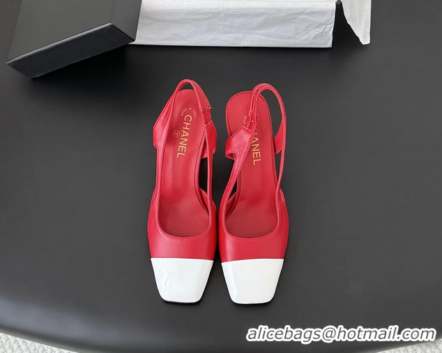 6051703Big Discount Chanel Slingback Pumps Red Calfskin Leather 6051703