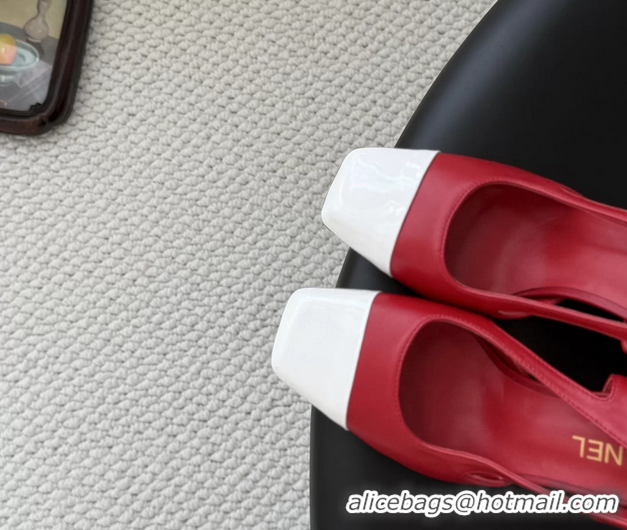 6051703Big Discount Chanel Slingback Pumps Red Calfskin Leather 6051703
