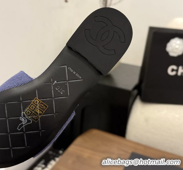 Discount Fashion Chanel CC Logo Puprle Fabric Flats Slides Sandals 6051704