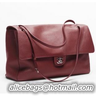 Super Quality Chanel Maxi Flap Bag Grained Calfskin AS6233 Dark Burgundy/Silver