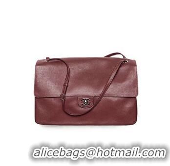 Super Quality Chanel Maxi Flap Bag Grained Calfskin AS6233 Dark Burgundy/Silver