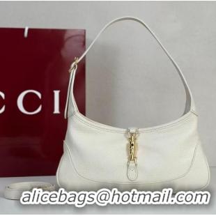 Luxury Cheap Gucci Jackie Slim small shoulder bag in Glossy Grainy Leather 863137 White 2026