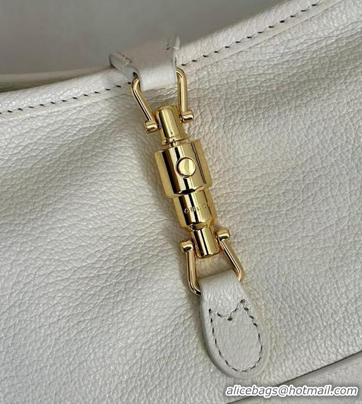 Luxury Cheap Gucci Jackie Slim small shoulder bag in Glossy Grainy Leather 863137 White 2026