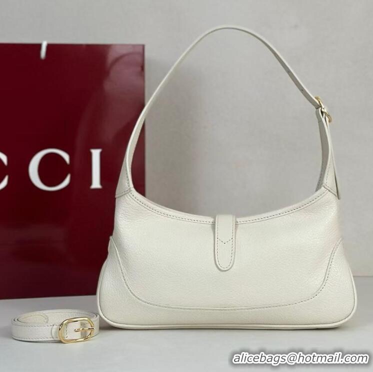 Luxury Cheap Gucci Jackie Slim small shoulder bag in Glossy Grainy Leather 863137 White 2026