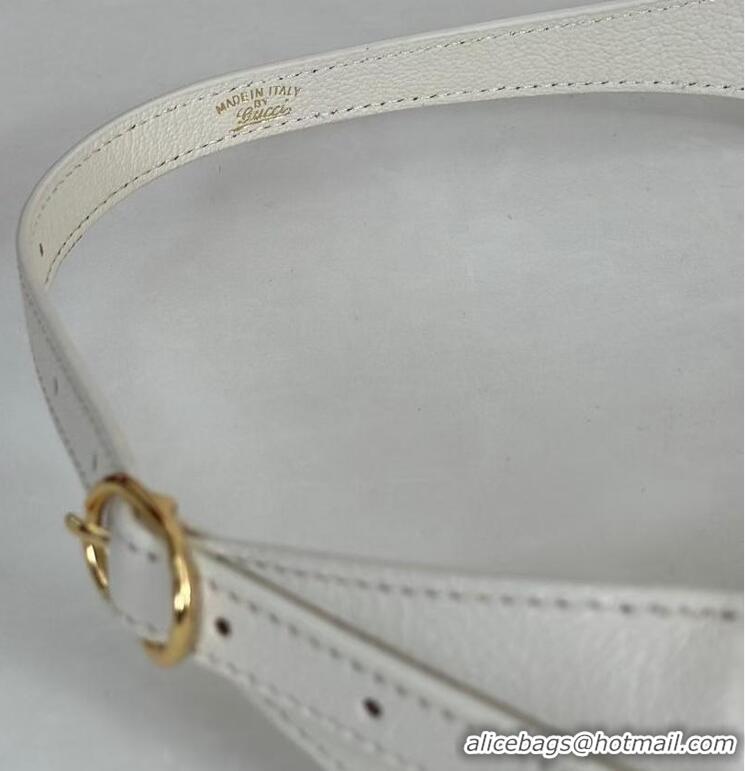 Luxury Cheap Gucci Jackie Slim small shoulder bag in Glossy Grainy Leather 863137 White 2026