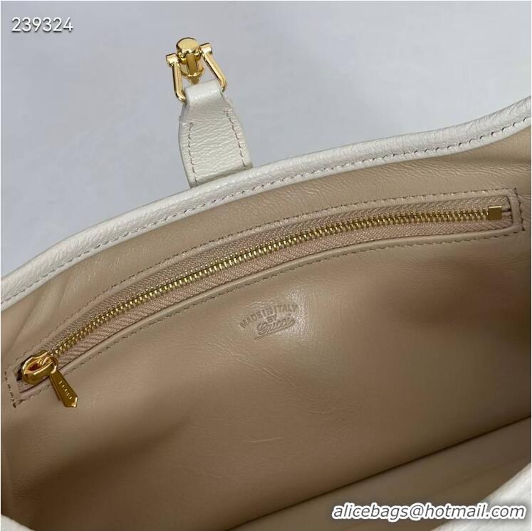 Luxury Cheap Gucci Jackie Slim small shoulder bag in Glossy Grainy Leather 863137 White 2026
