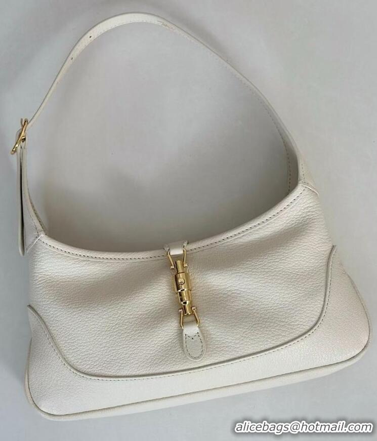 Luxury Cheap Gucci Jackie Slim small shoulder bag in Glossy Grainy Leather 863137 White 2026