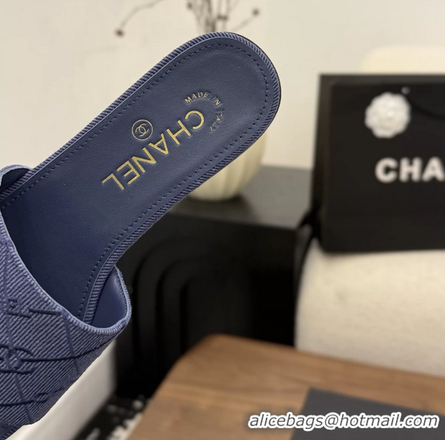 Fashion Chanel CC Logo Purple Fabric Flats Slides Sandals 6051801