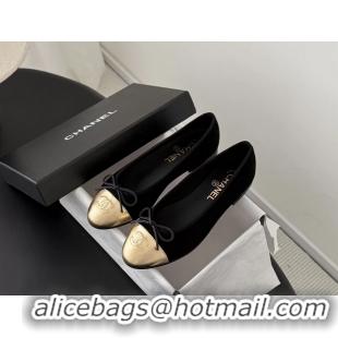 Lower Price Chanel CC Logo Bowknot Black Suede Leather Ballet Flats 6051808