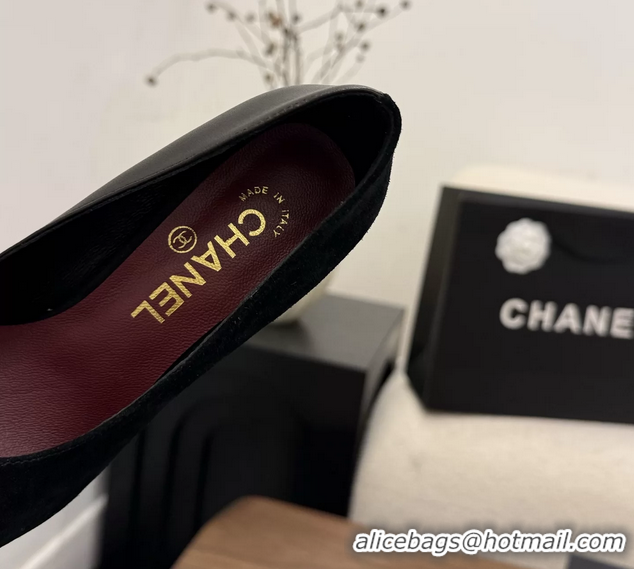 Expensive Chanel CC Logo Black Leather Pumps 85MM 6051810