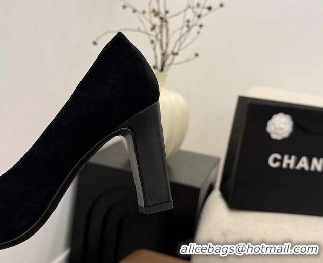 Expensive Chanel CC Logo Black Leather Pumps 85MM 6051810