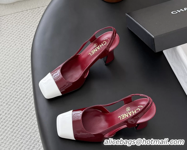 Luxury Chanel Red Patent Calfskin Leather Slingback Pumps 6051904