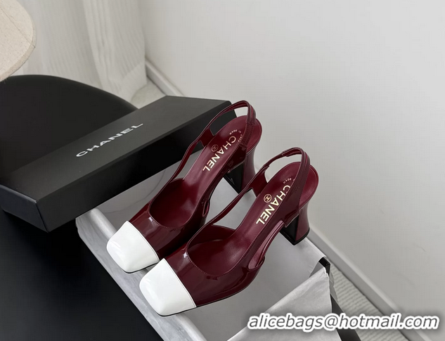 Luxury Chanel Red Patent Calfskin Leather Slingback Pumps 6051904