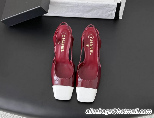 Luxury Chanel Red Patent Calfskin Leather Slingback Pumps 6051904