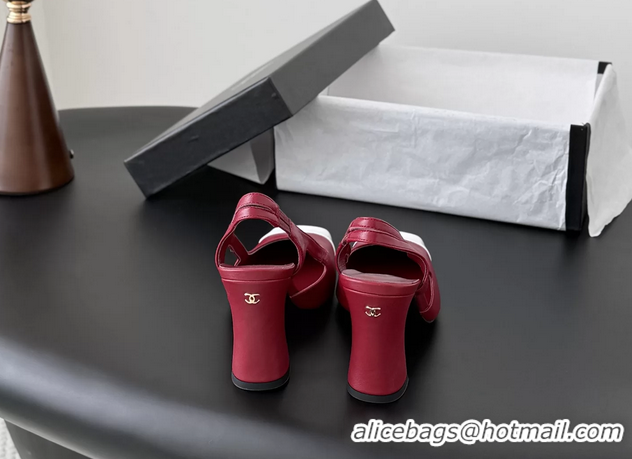 Shop Duplicate Chanel Red Calfskin Leather Slingback Pumps 6051904