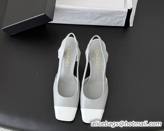 Good Quality Chanel Gray Calfskin Leather Slingback Pumps 6051905