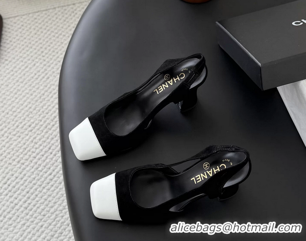 Best Product Chanel Black Suede Leather Slingback Pumps 6051905