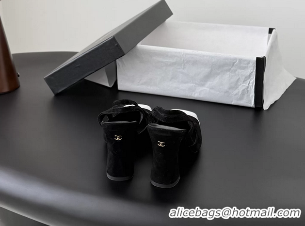 Best Product Chanel Black Suede Leather Slingback Pumps 6051905