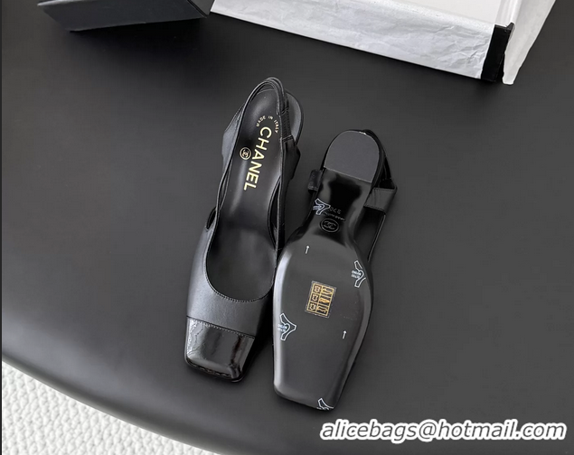 Fashion Chanel Black Calfskin Leather Slingback Pumps 6051905