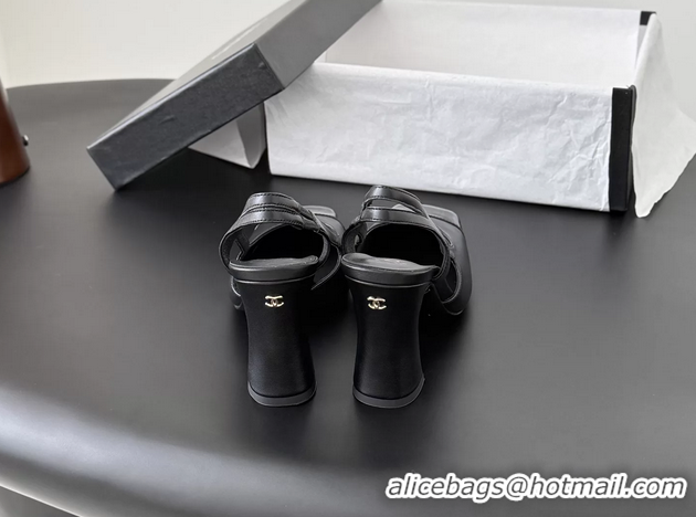 Fashion Chanel Black Calfskin Leather Slingback Pumps 6051905