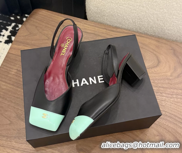 Best Price Chanel CC Black Leather Slingback Pumps 60MM 6051907