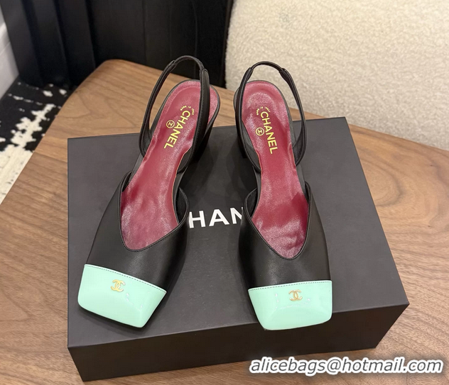 Best Price Chanel CC Black Leather Slingback Pumps 60MM 6051907
