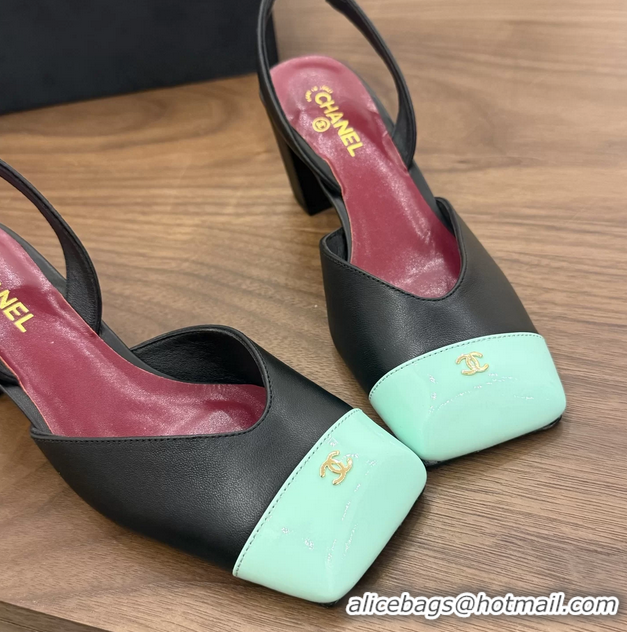 Best Price Chanel CC Black Leather Slingback Pumps 60MM 6051907