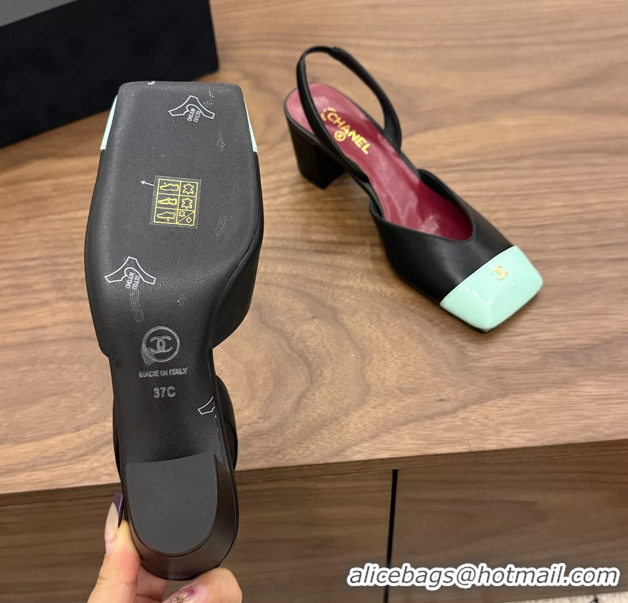 Best Price Chanel CC Black Leather Slingback Pumps 60MM 6051907