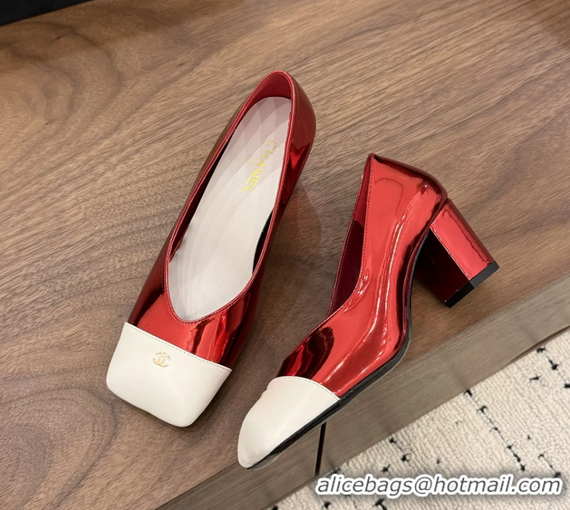 Unique Style Chanel CC Red Patent Leather Pumps 65MM 6051908
