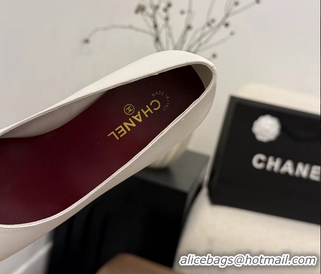 Unique Discount Chanel CC Cream White Calfskin Leather Pumps 65MM 6051908