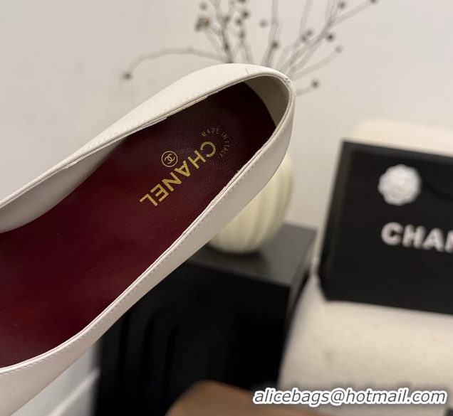 Buy Discount Chanel CC Cream Calfskin Leather Pumps 65MM 6051908