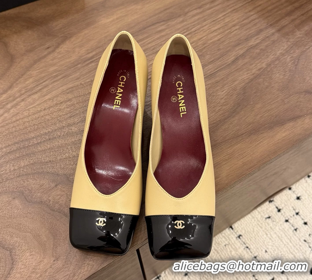 AAAAA Chanel CC Beige Calfskin Leather Pumps 65MM 6051908