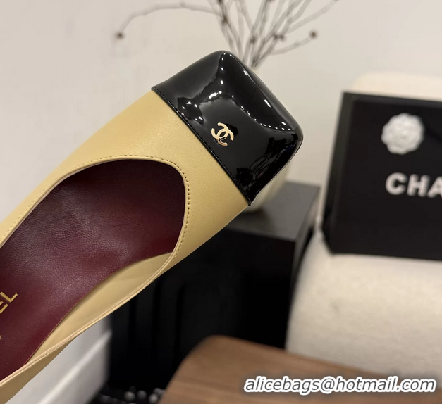 AAAAA Chanel CC Beige Calfskin Leather Pumps 65MM 6051908